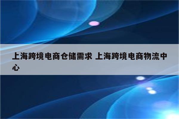 上海跨境电商仓储需求 上海跨境电商物流中心