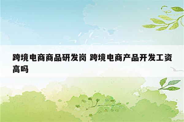 跨境电商商品研发岗 跨境电商产品开发工资高吗