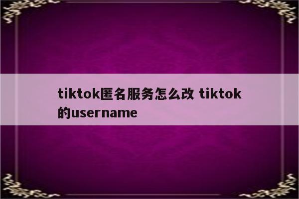tiktok匿名服务怎么改 tiktok的username