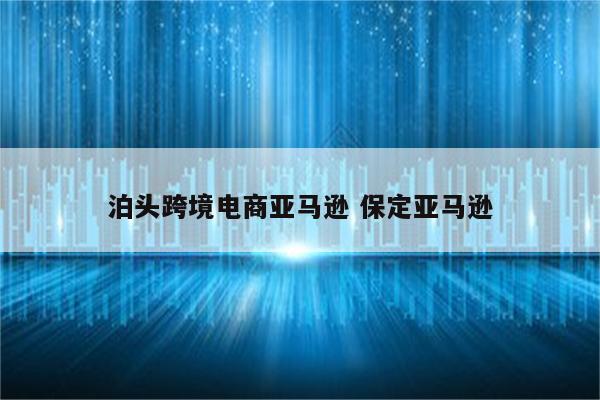 泊头跨境电商亚马逊 保定亚马逊