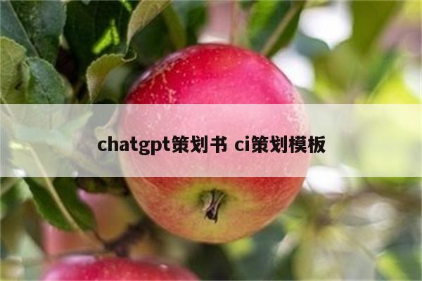 chatgpt策划书 ci策划模板