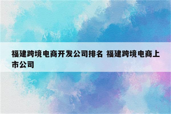 福建跨境电商开发公司排名 福建跨境电商上市公司