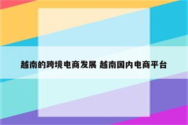 越南的跨境电商发展 越南国内电商平台
