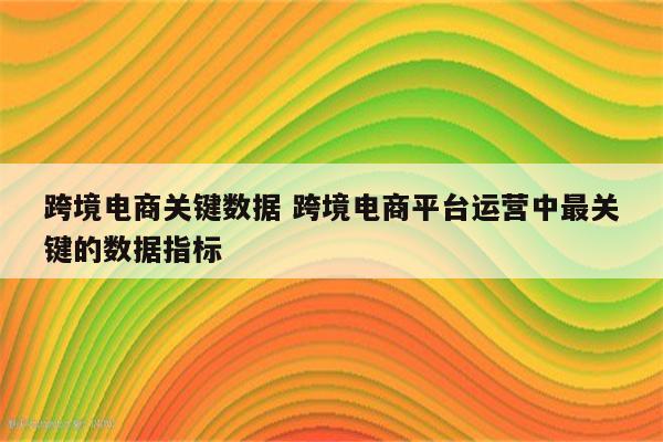 跨境电商关键数据 跨境电商平台运营中最关键的数据指标