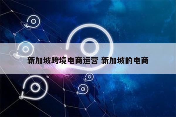 新加坡跨境电商运营 新加坡的电商