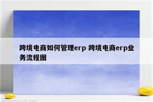 跨境电商如何管理erp 跨境电商erp业务流程图