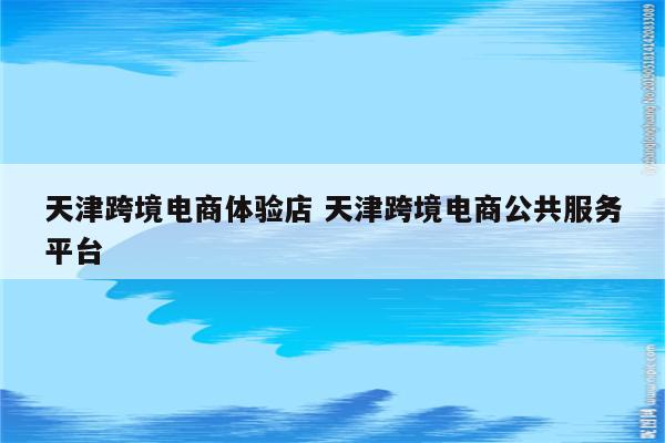 天津跨境电商体验店 天津跨境电商公共服务平台