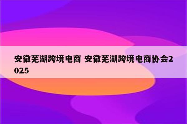 安徽芜湖跨境电商 安徽芜湖跨境电商协会2025