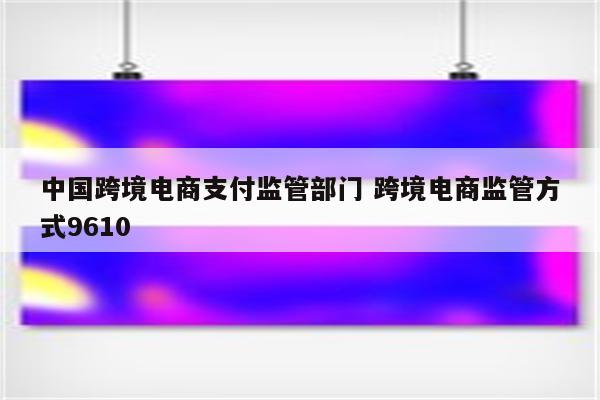 中国跨境电商支付监管部门 跨境电商监管方式9610
