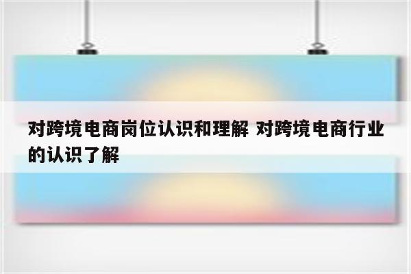 对跨境电商岗位认识和理解 对跨境电商行业的认识了解