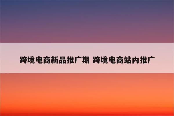 跨境电商新品推广期 跨境电商站内推广