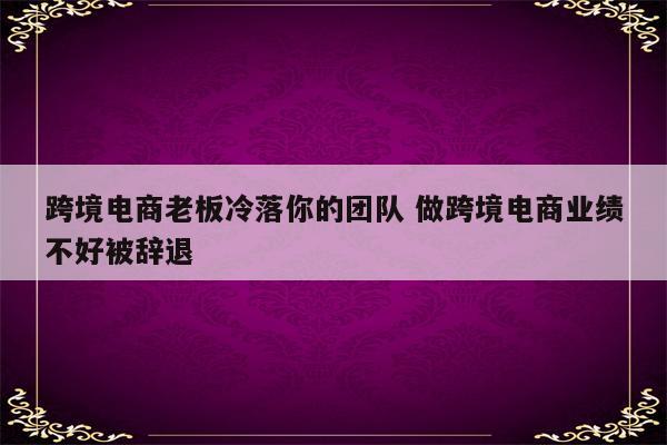 跨境电商老板冷落你的团队 做跨境电商业绩不好被辞退