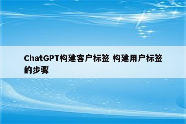 ChatGPT构建客户标签 构建用户标签的步骤