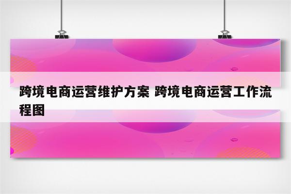 跨境电商运营维护方案 跨境电商运营工作流程图