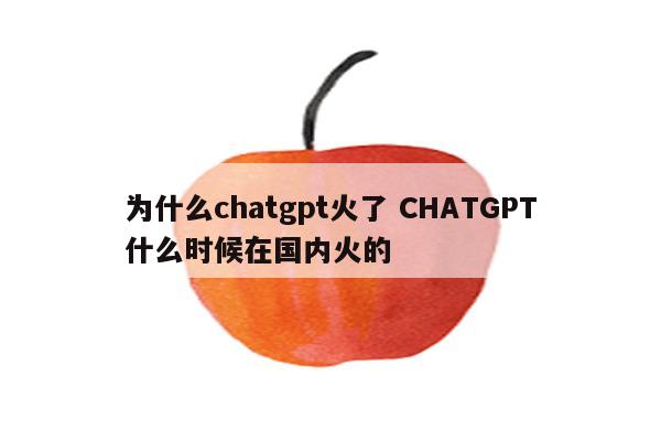 为什么chatgpt火了 CHATGPT什么时候在国内火的