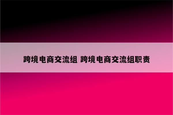 跨境电商交流组 跨境电商交流组职责