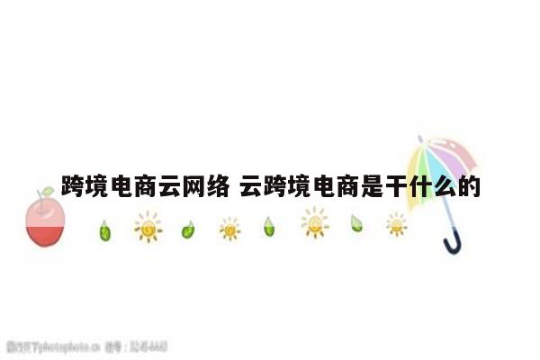 跨境电商云网络 云跨境电商是干什么的