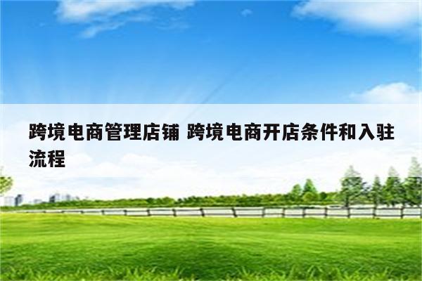 跨境电商管理店铺 跨境电商开店条件和入驻流程