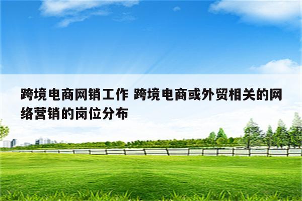 跨境电商网销工作 跨境电商或外贸相关的网络营销的岗位分布