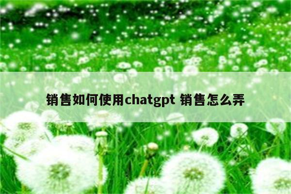 销售如何使用chatgpt 销售怎么弄