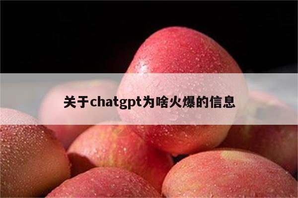 关于chatgpt为啥火爆的信息