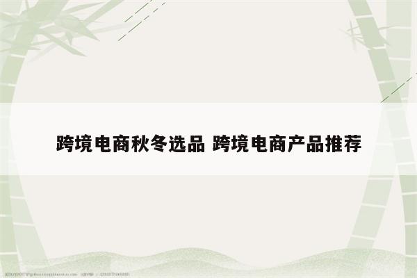 跨境电商秋冬选品 跨境电商产品推荐