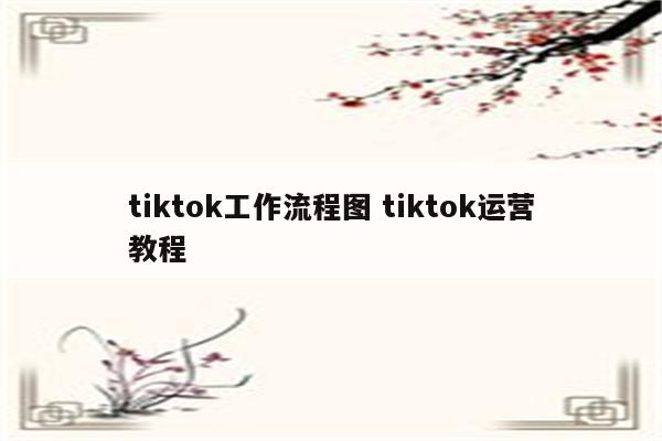tiktok工作流程图 tiktok运营教程