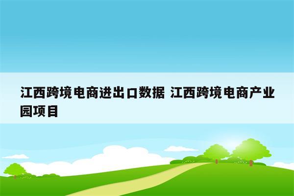 江西跨境电商进出口数据 江西跨境电商产业园项目