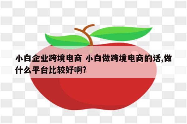 小白企业跨境电商 小白做跨境电商的话,做什么平台比较好啊?