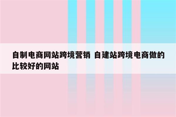 自制电商网站跨境营销 自建站跨境电商做的比较好的网站