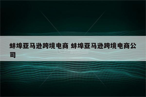 蚌埠亚马逊跨境电商 蚌埠亚马逊跨境电商公司