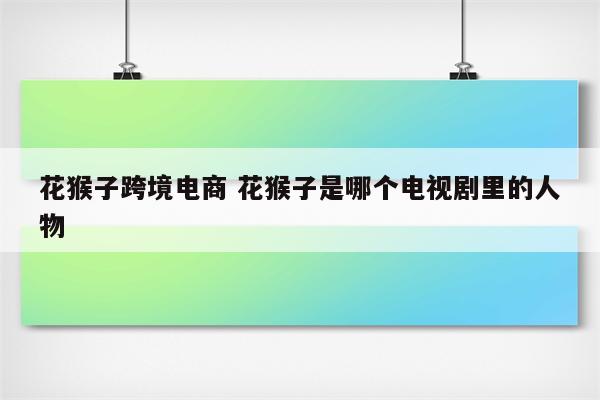 花猴子跨境电商 花猴子是哪个电视剧里的人物