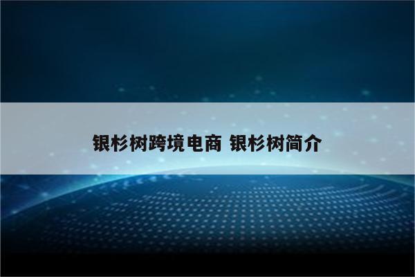 银杉树跨境电商 银杉树简介