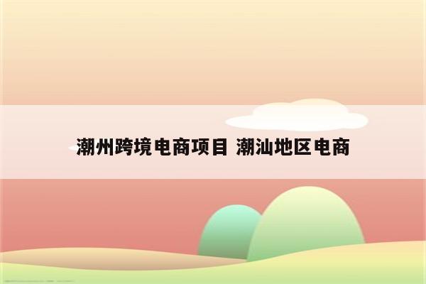 潮州跨境电商项目 潮汕地区电商