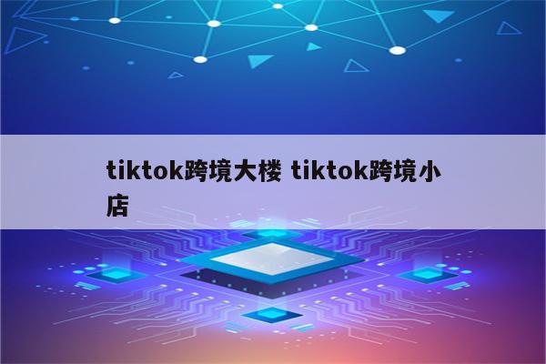 tiktok跨境大楼 tiktok跨境小店