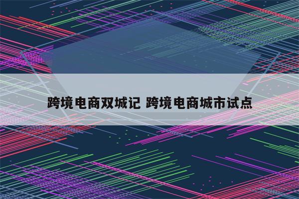 跨境电商双城记 跨境电商城市试点