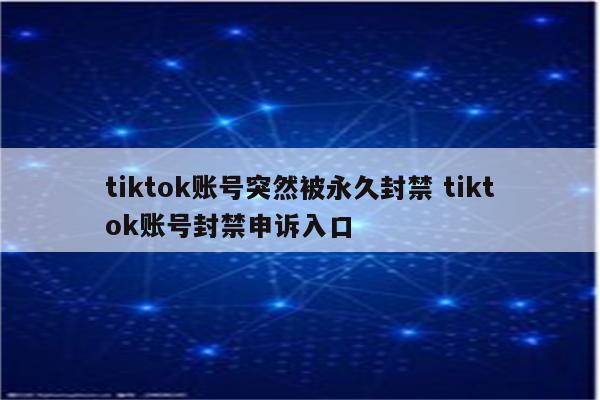 tiktok账号突然被永久封禁 tiktok账号封禁申诉入口