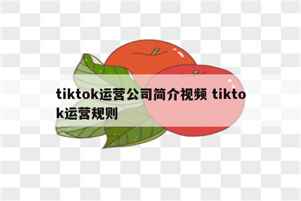 tiktok运营公司简介视频 tiktok运营规则