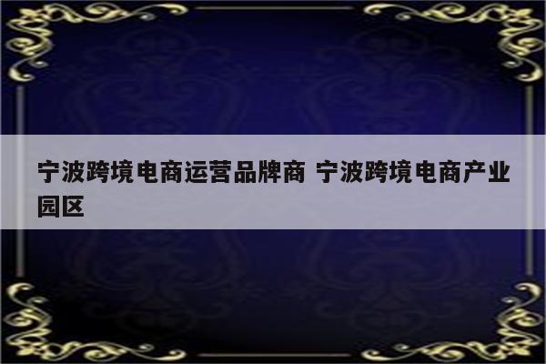 宁波跨境电商运营品牌商 宁波跨境电商产业园区