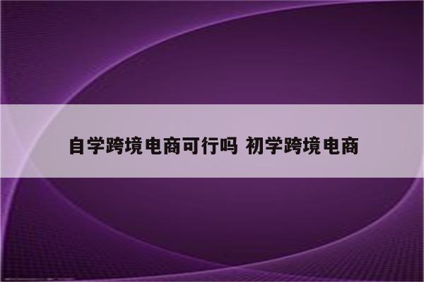自学跨境电商可行吗 初学跨境电商