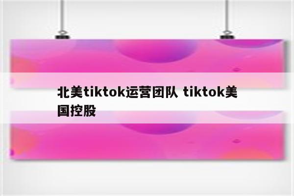 北美tiktok运营团队 tiktok美国控股