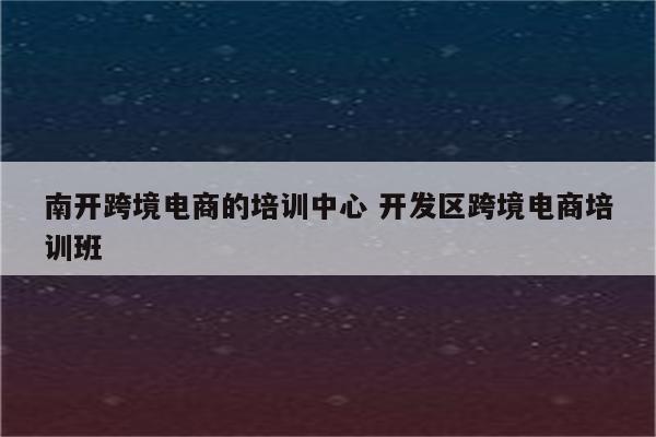 南开跨境电商的培训中心 开发区跨境电商培训班