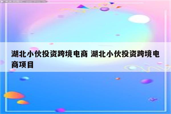 湖北小伙投资跨境电商 湖北小伙投资跨境电商项目
