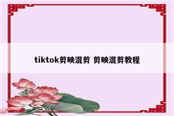 tiktok剪映混剪 剪映混剪教程