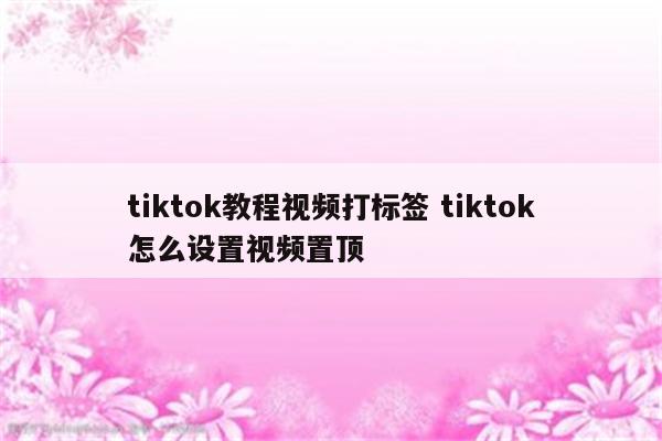tiktok教程视频打标签 tiktok怎么设置视频置顶