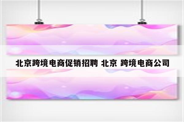 北京跨境电商促销招聘 北京 跨境电商公司