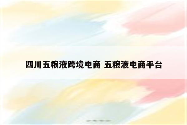 四川五粮液跨境电商 五粮液电商平台