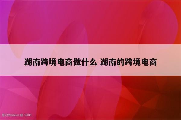 湖南跨境电商做什么 湖南的跨境电商