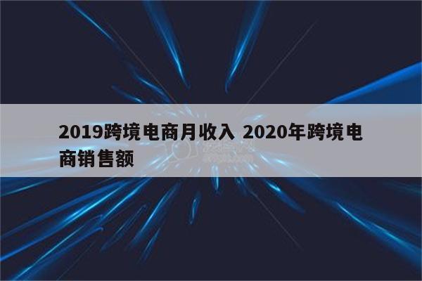 2019跨境电商月收入 2020年跨境电商销售额