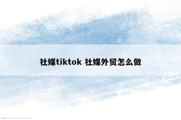 社媒tiktok 社媒外贸怎么做